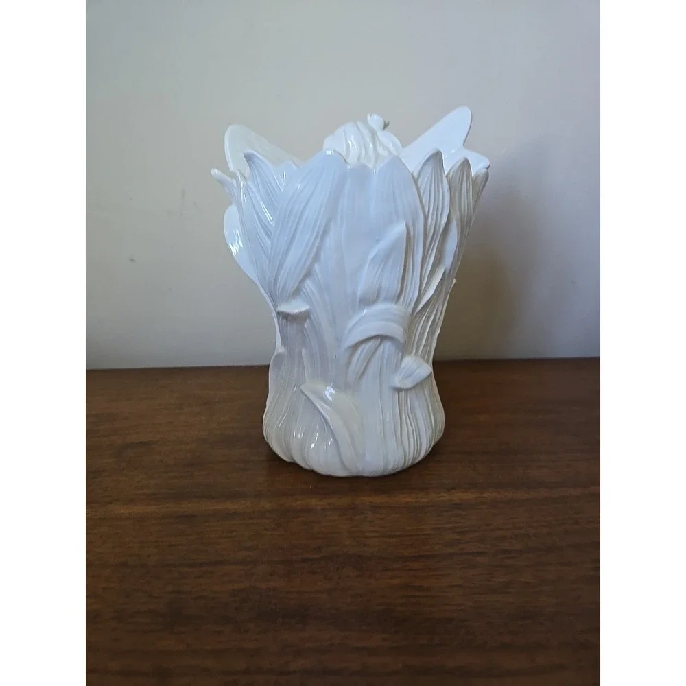 Fitz and Floyd Fairy Collection Vase Art Nouveau White Ceramic Mythical 8.5